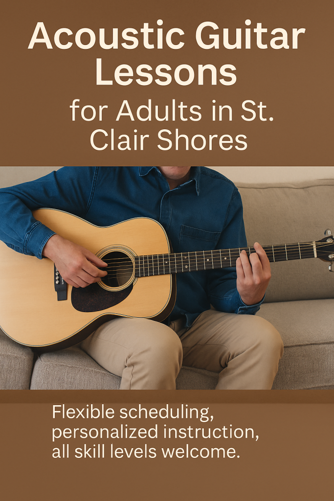 Acoustic guitar lessons for adults in St. Clair Shores