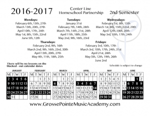center line 2017 second semeter schedule